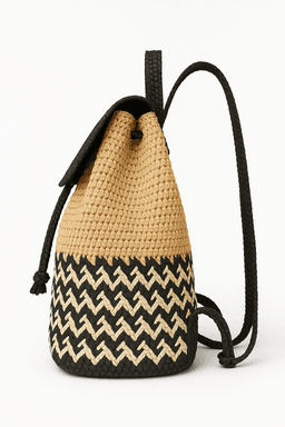 Handmade Raffia Backpack | Eco-Friendly Style - Black Dual thumbnail 3
