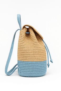 Handmade Raffia Backpack | Eco-Friendly Style - Light Blue Dual thumbnail 1
