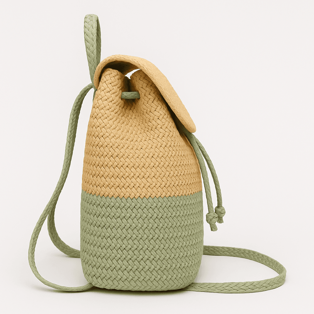 Handmade Raffia Backpack | Eco-Friendly Style - Light Green Dual - Image 1