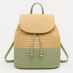 Handmade Raffia Backpack | Eco-Friendly Style - Light Green Dual thumbnail 2