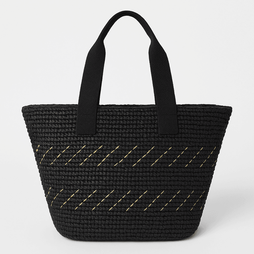 Handmade Raffia Bag | Eco Tote for Everyday Style - Black