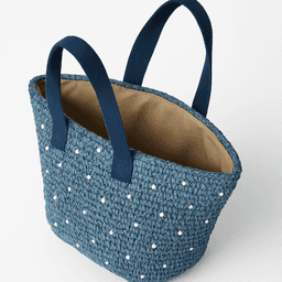 Handmade Raffia Bag | Eco Tote for Everyday Style - Blue thumbnail 2