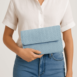 Raffia Wallet | Handmade Eco-Friendly Accessory - Light Blue thumbnail 2